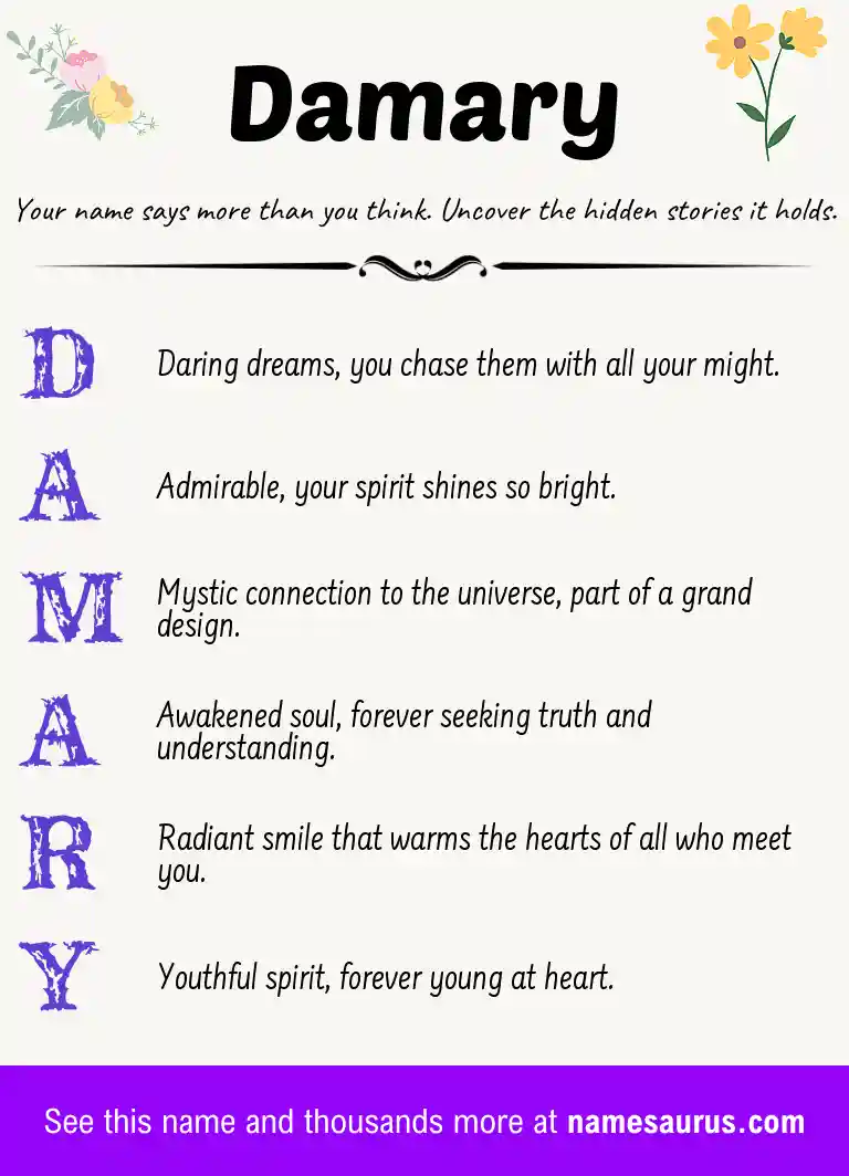 Acrostic poem about Damary.