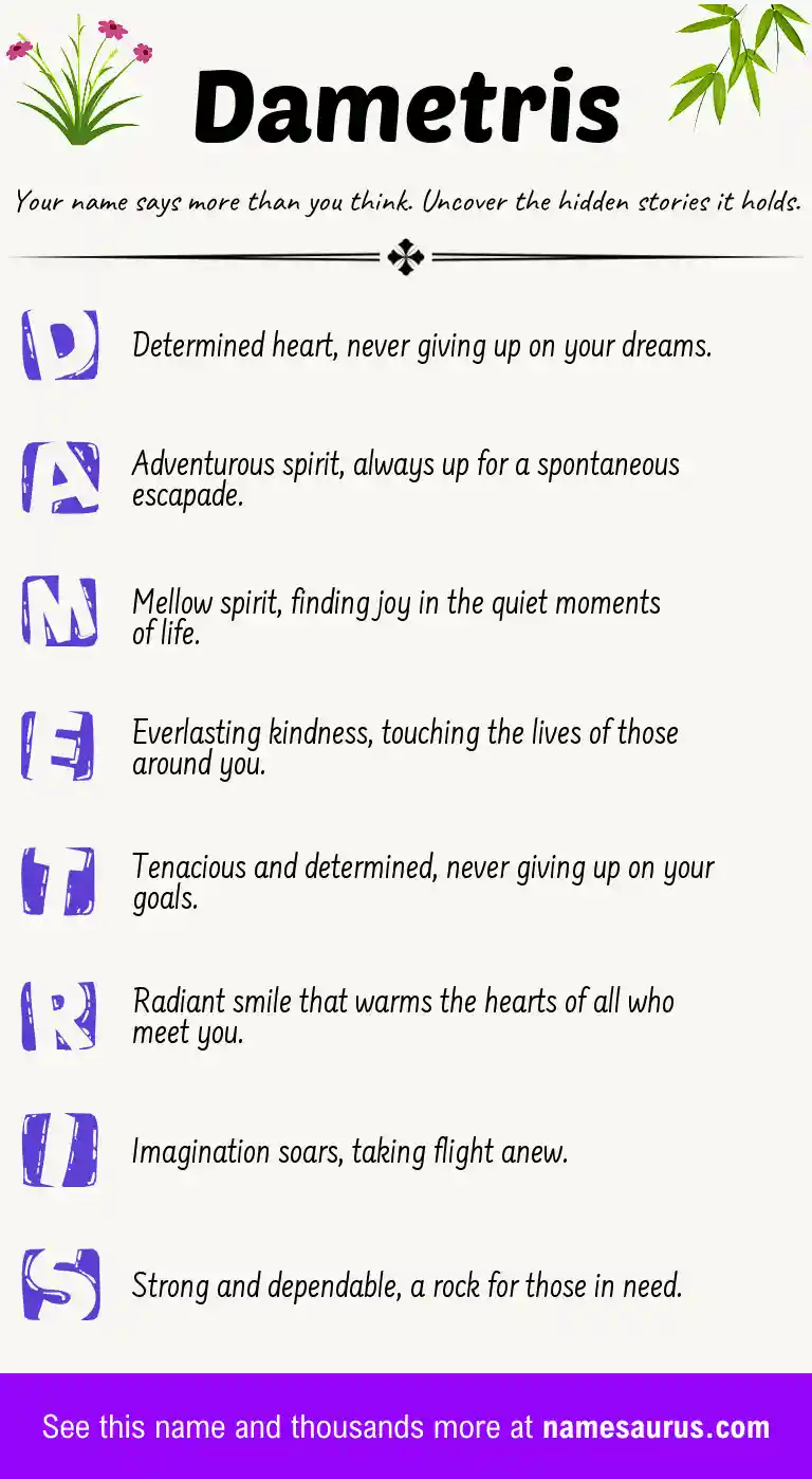 Acrostic poem about Dametris.