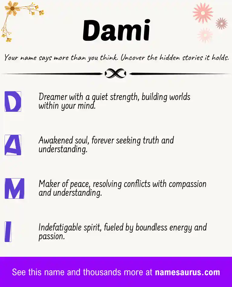 Acrostic poem about Dami.