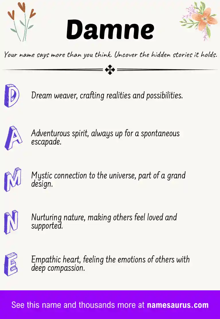 Acrostic poem about Damne.