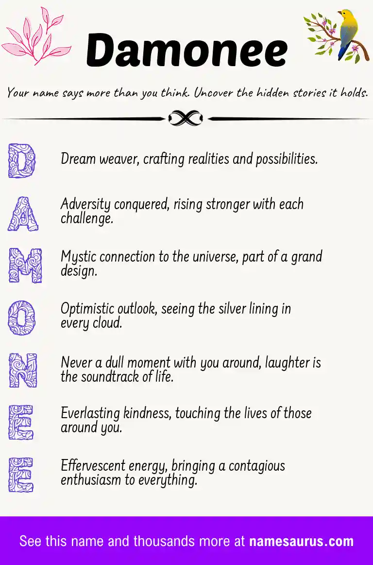 Acrostic poem about Damonee.