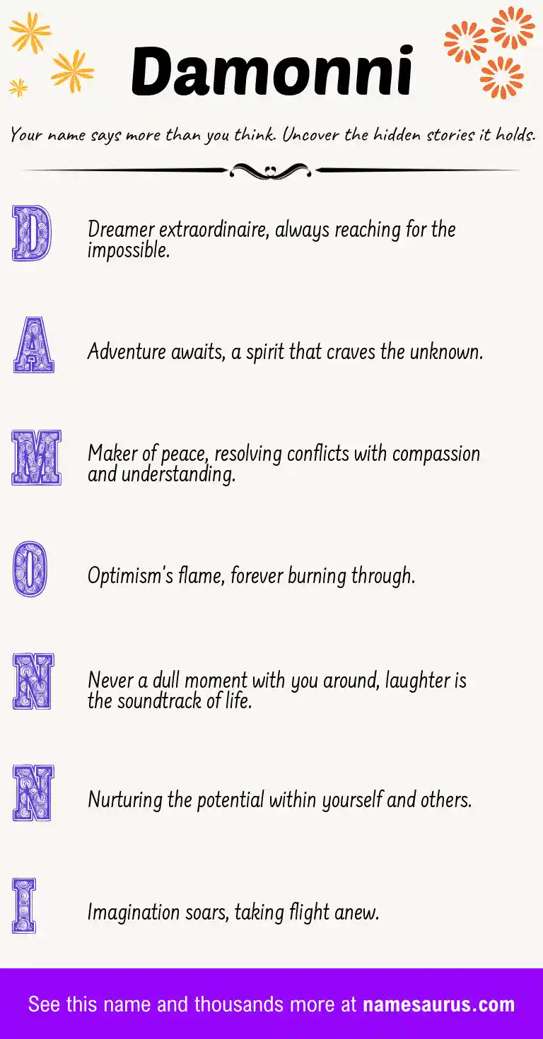 Acrostic poem about Damonni.
