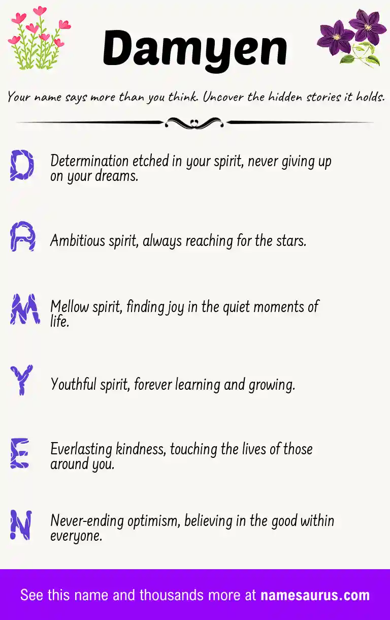 Acrostic poem about Damyen.