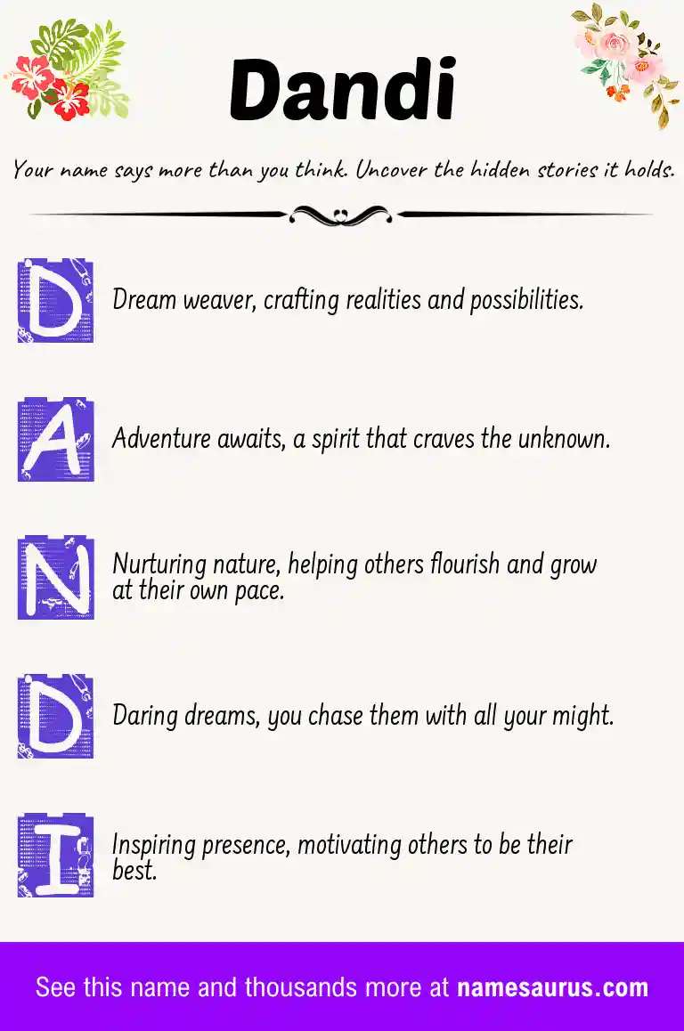 Acrostic poem about Dandi.