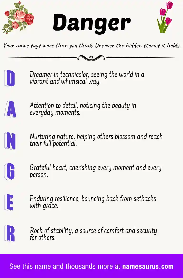 Acrostic poem about Danger.