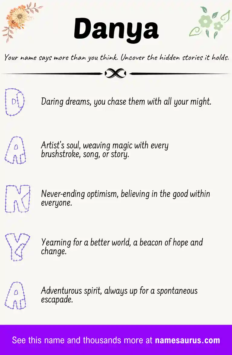 Acrostic poem about Danya.
