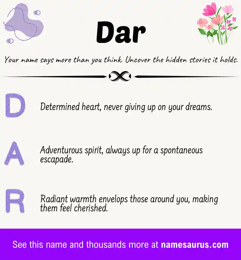 Acrostic poem about Dar.