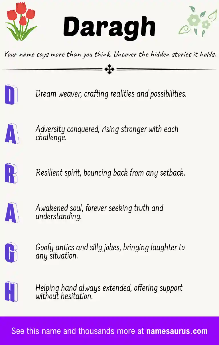 Acrostic poem about Daragh.
