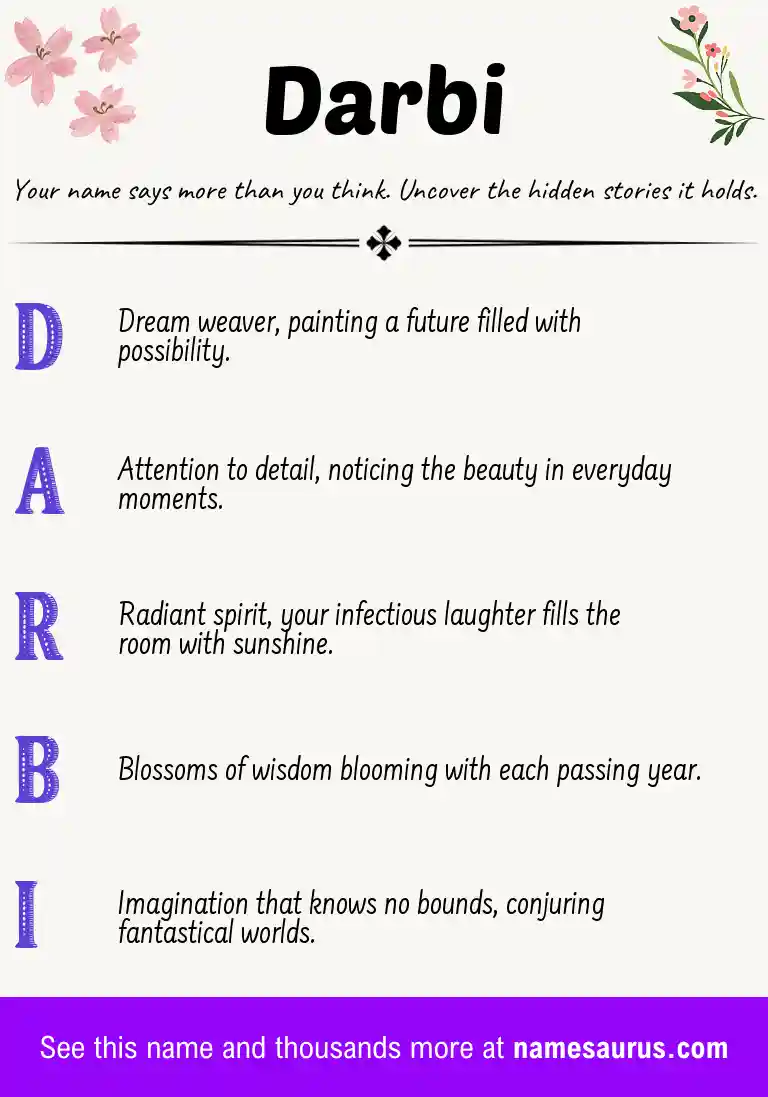 Acrostic poem about Darbi.
