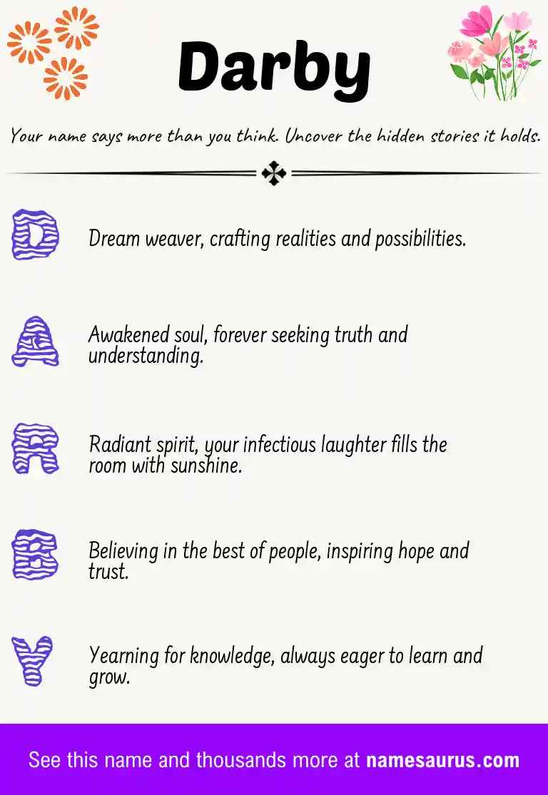 Acrostic poem about Darby.