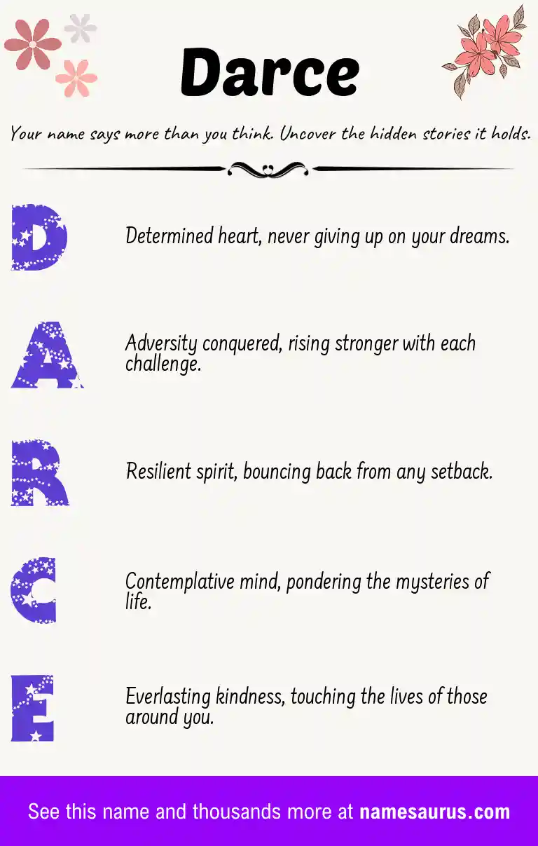 Acrostic poem about Darce.
