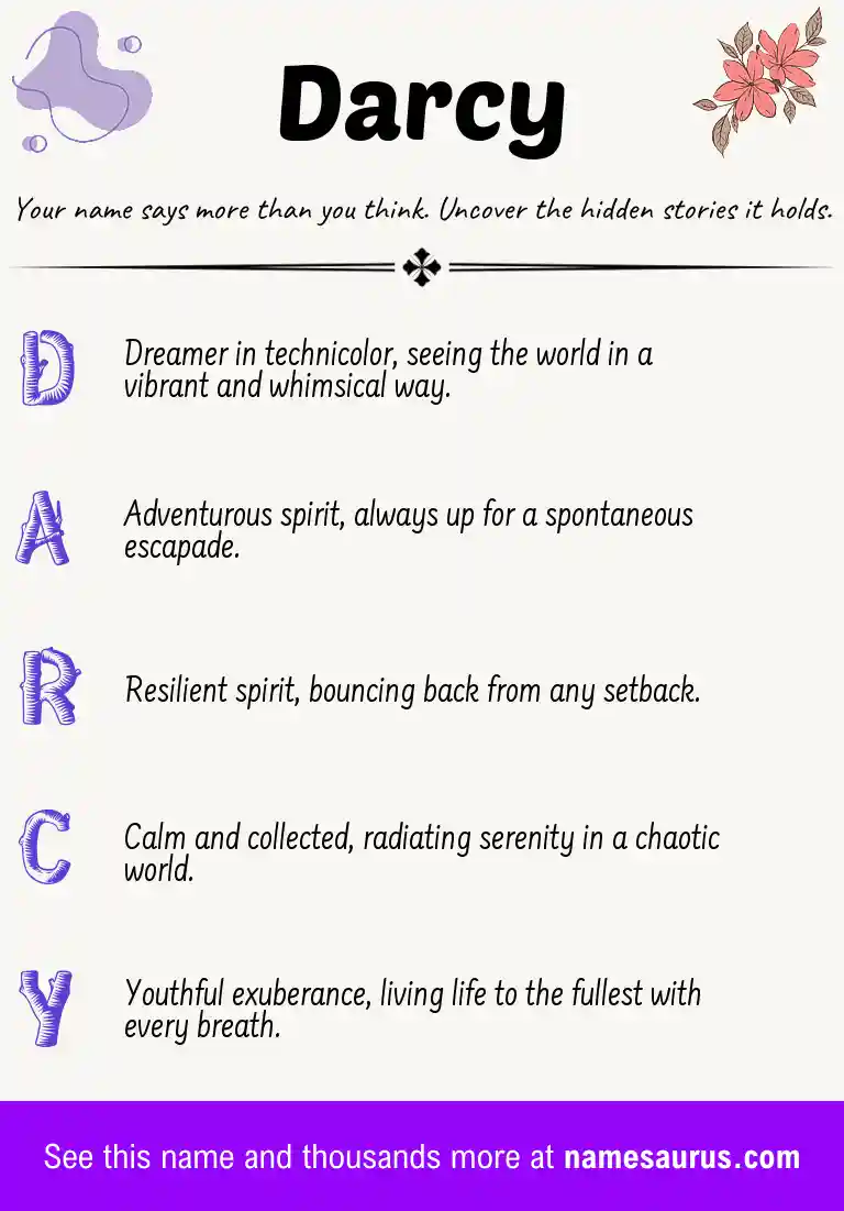 Acrostic poem about Darcy.