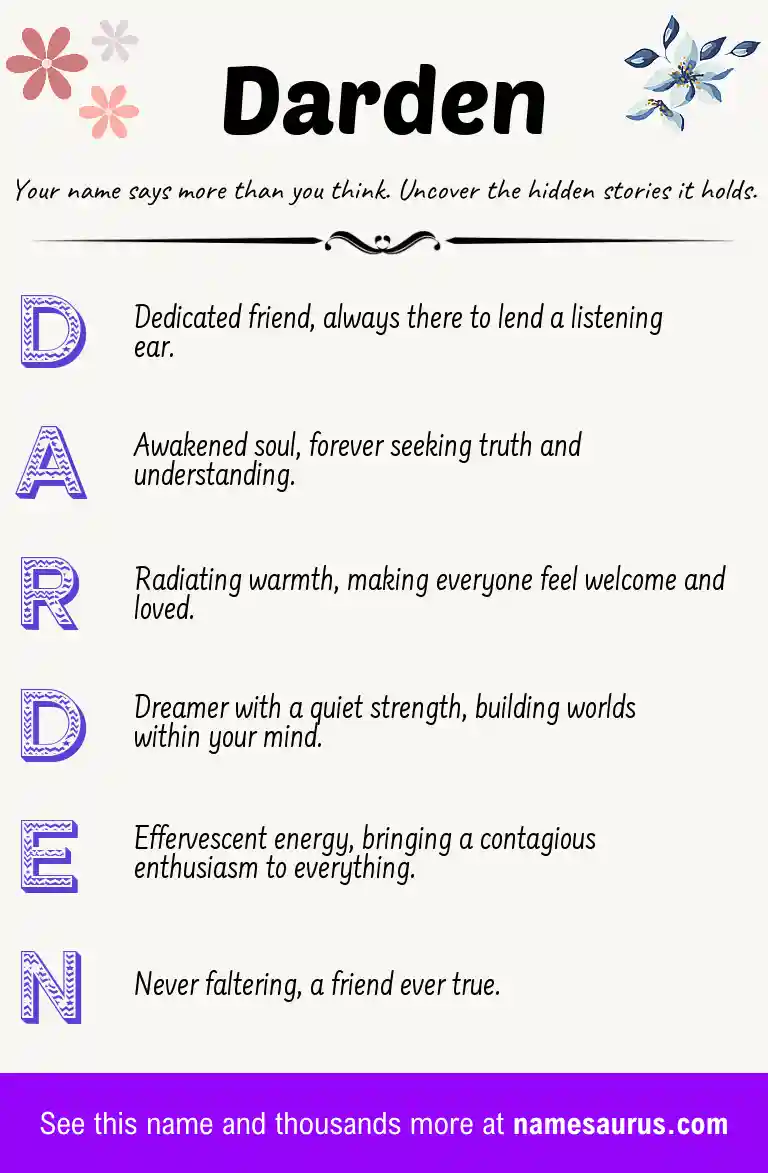 Acrostic poem about Darden.