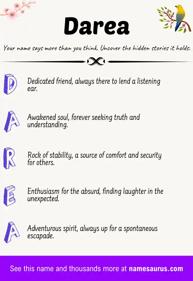 Acrostic poem about Darea.