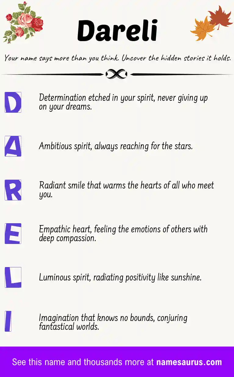 Acrostic poem about Dareli.