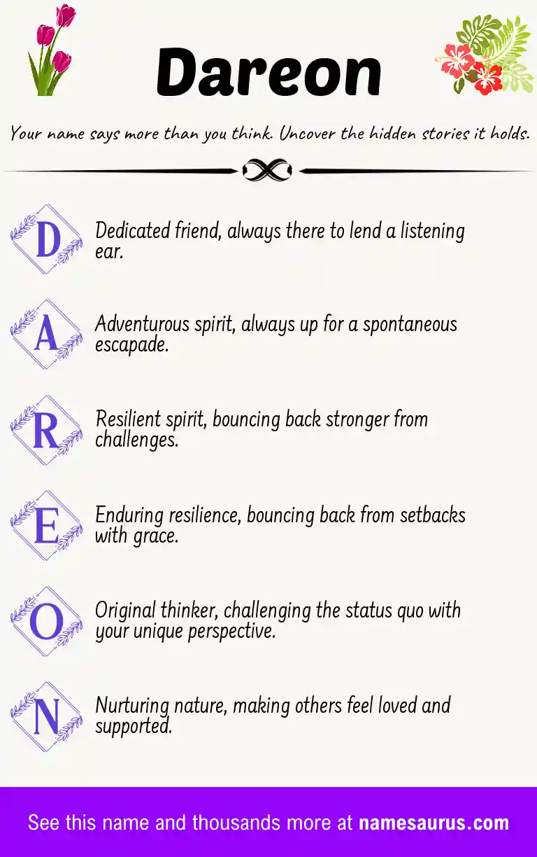 Acrostic poem about Dareon.