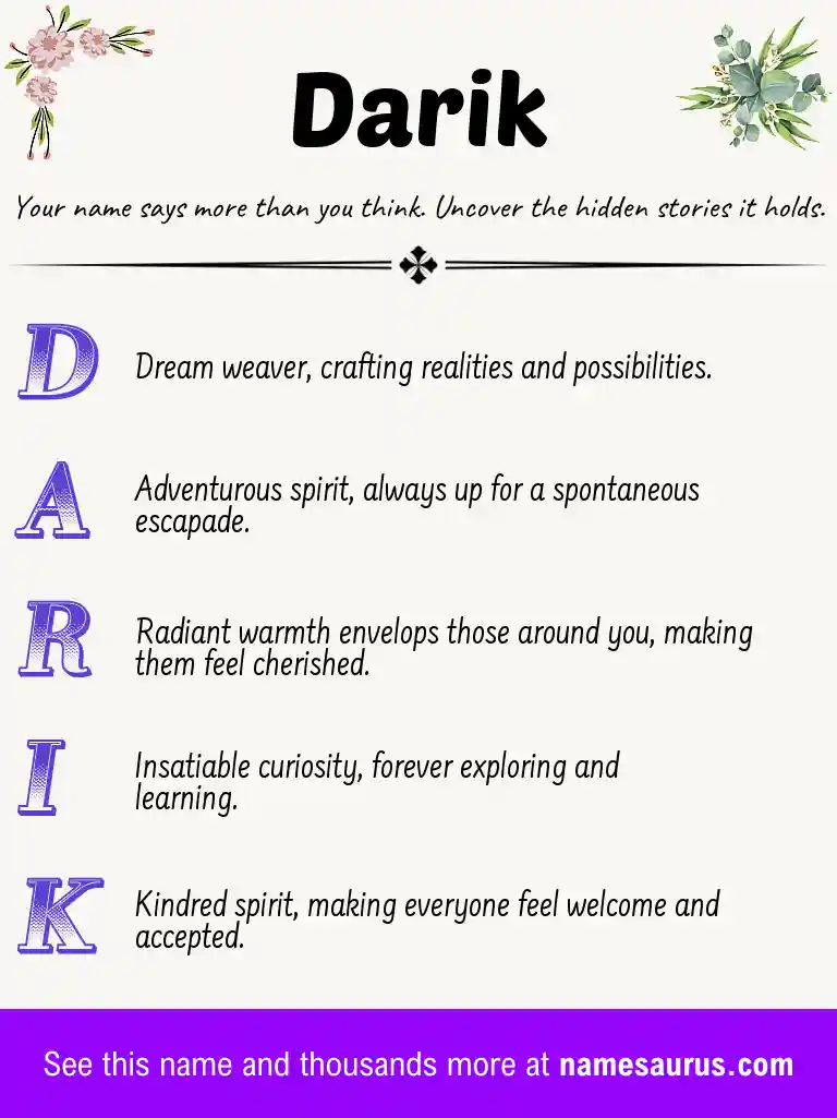 Acrostic poem about Darik.