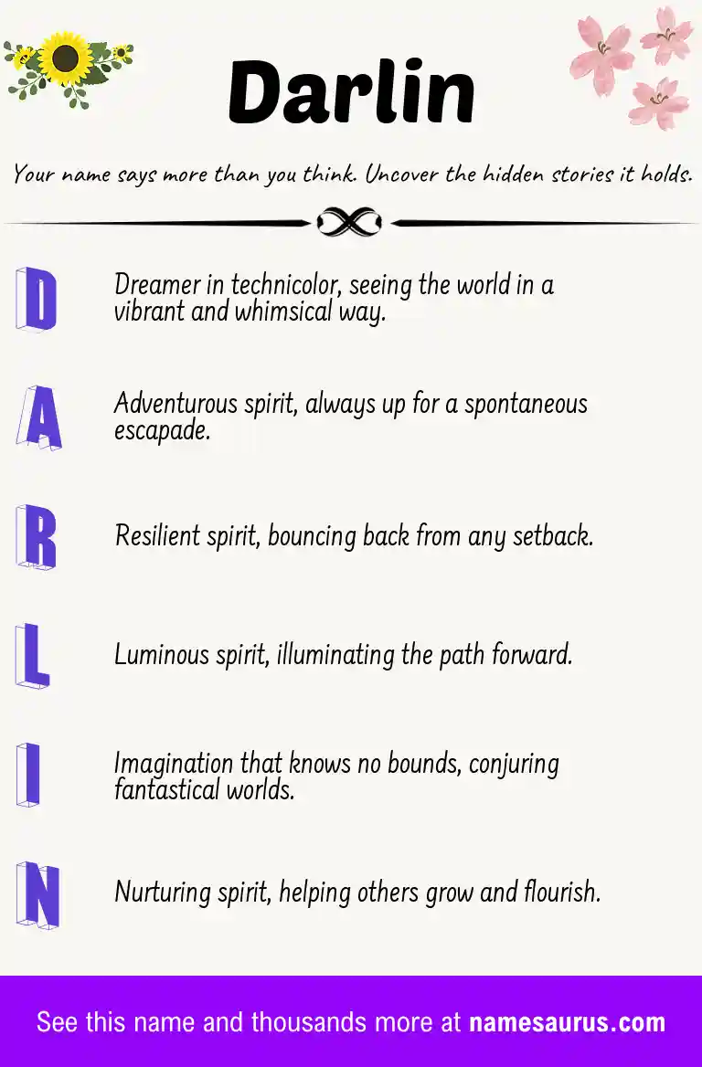 Acrostic poem about Darlin.