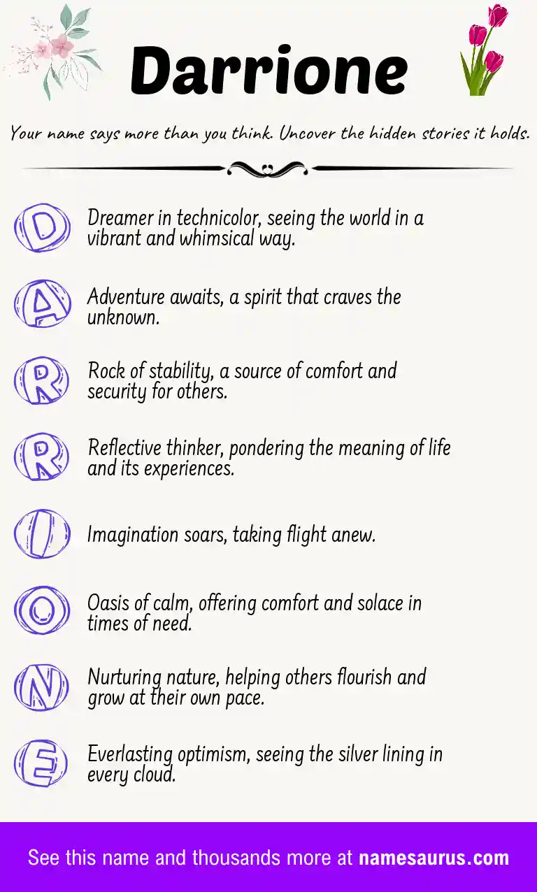 Acrostic poem about Darrione.