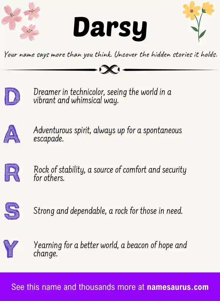 Acrostic poem about Darsy.