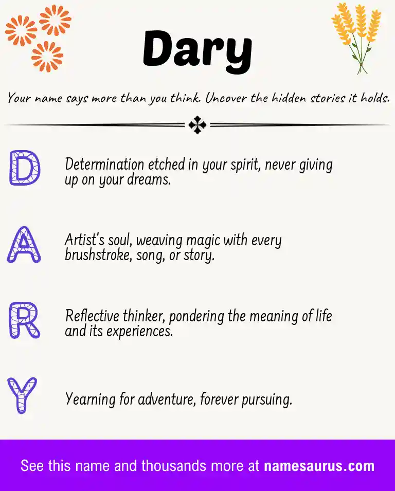 Acrostic poem about Dary.