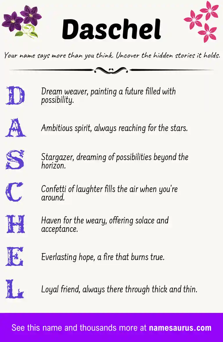 Acrostic poem about Daschel.