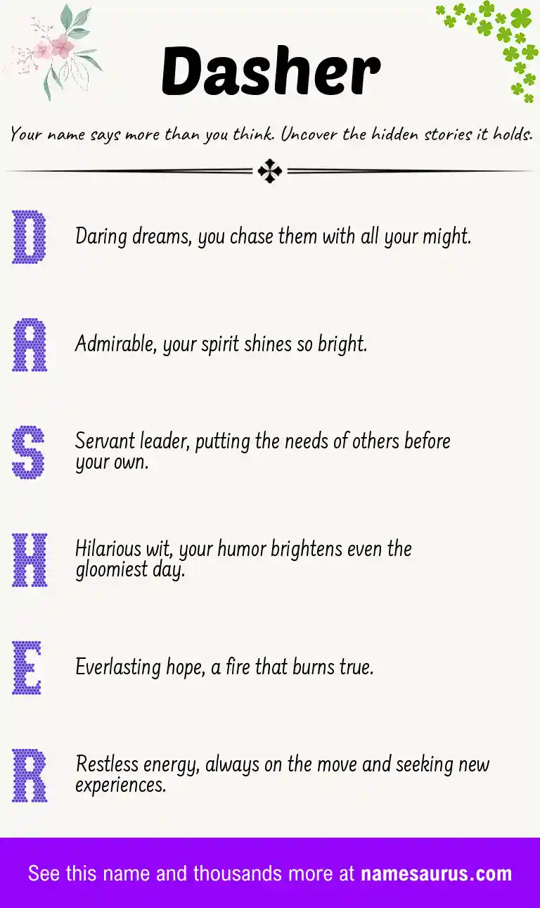 Acrostic poem about Dasher.