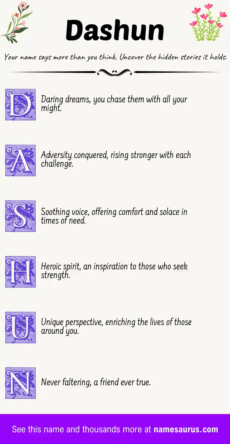 Acrostic poem about Dashun.