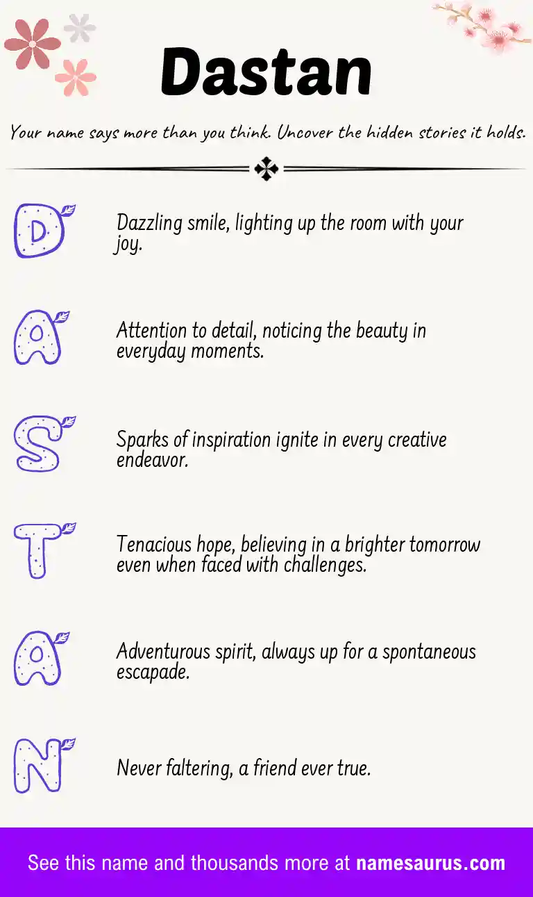 Acrostic poem about Dastan.