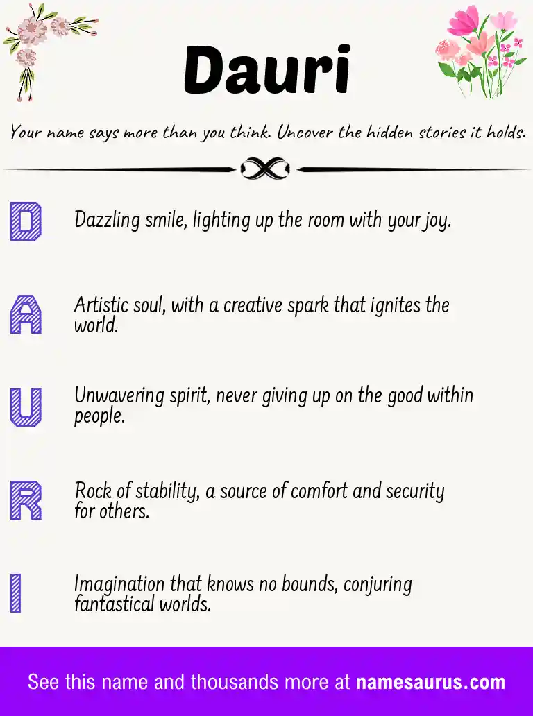 Acrostic poem about Dauri.