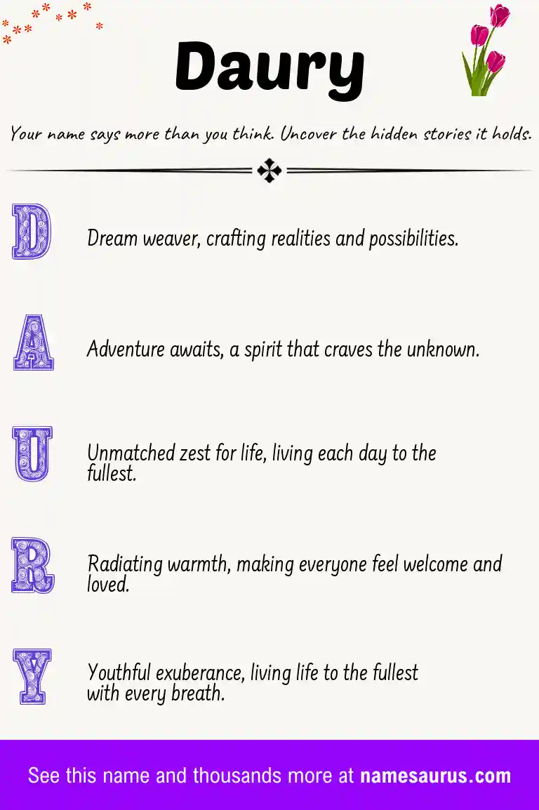 Acrostic poem about Daury.