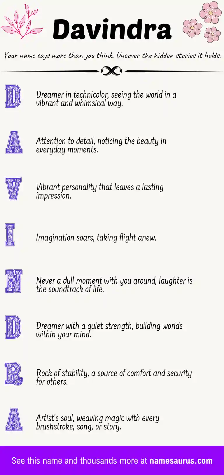 Acrostic poem about Davindra.