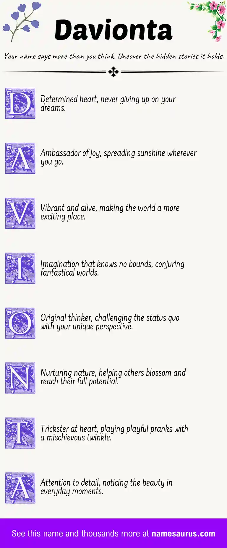 Acrostic poem about Davionta.