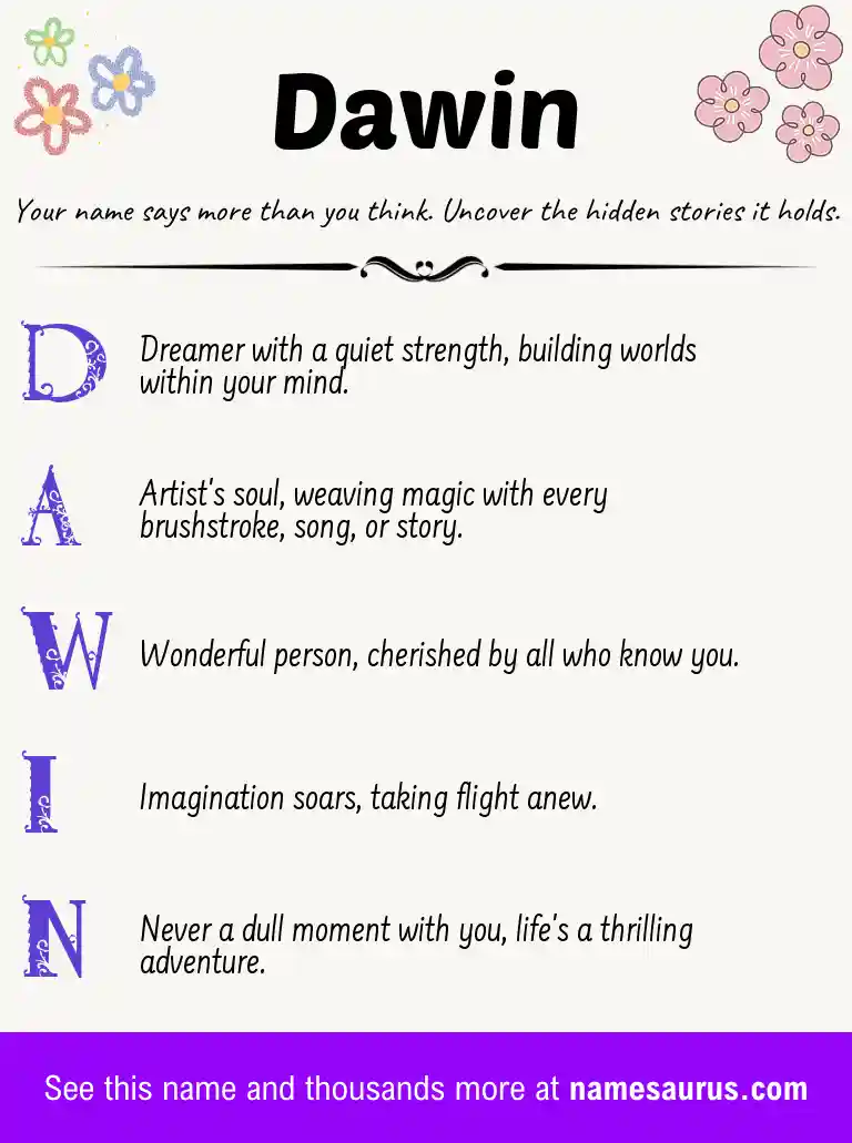 Acrostic poem about Dawin.