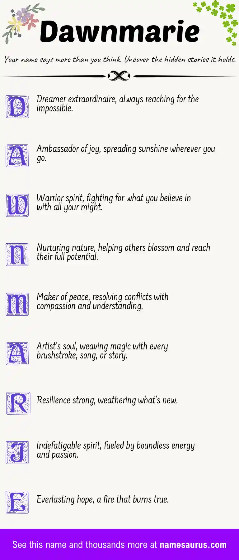 Acrostic poem about Dawnmarie.