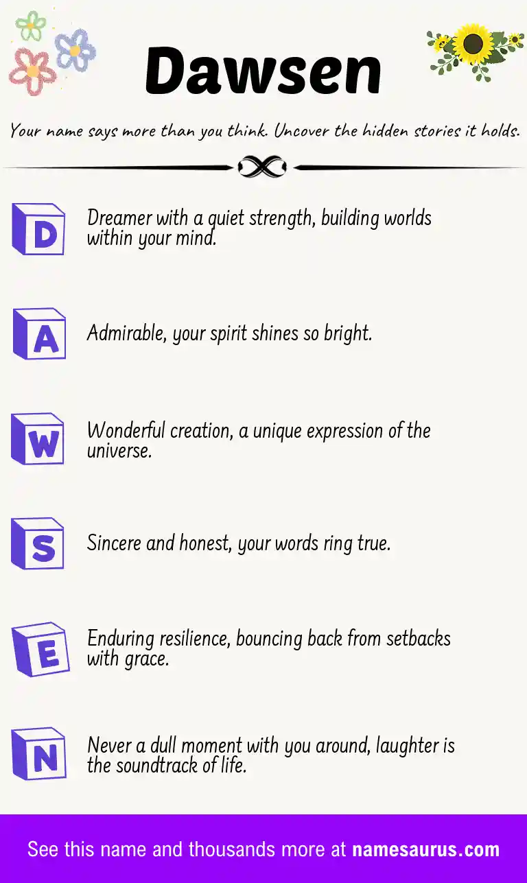 Acrostic poem about Dawsen.