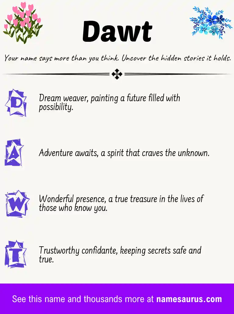 Acrostic poem about Dawt.