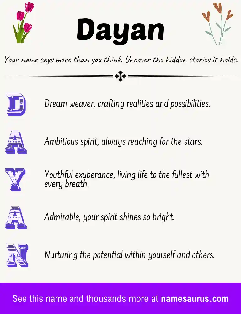 Acrostic poem about Dayan.