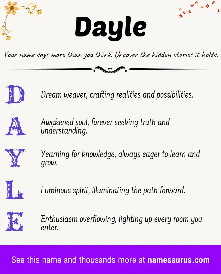 Acrostic poem about Dayle.