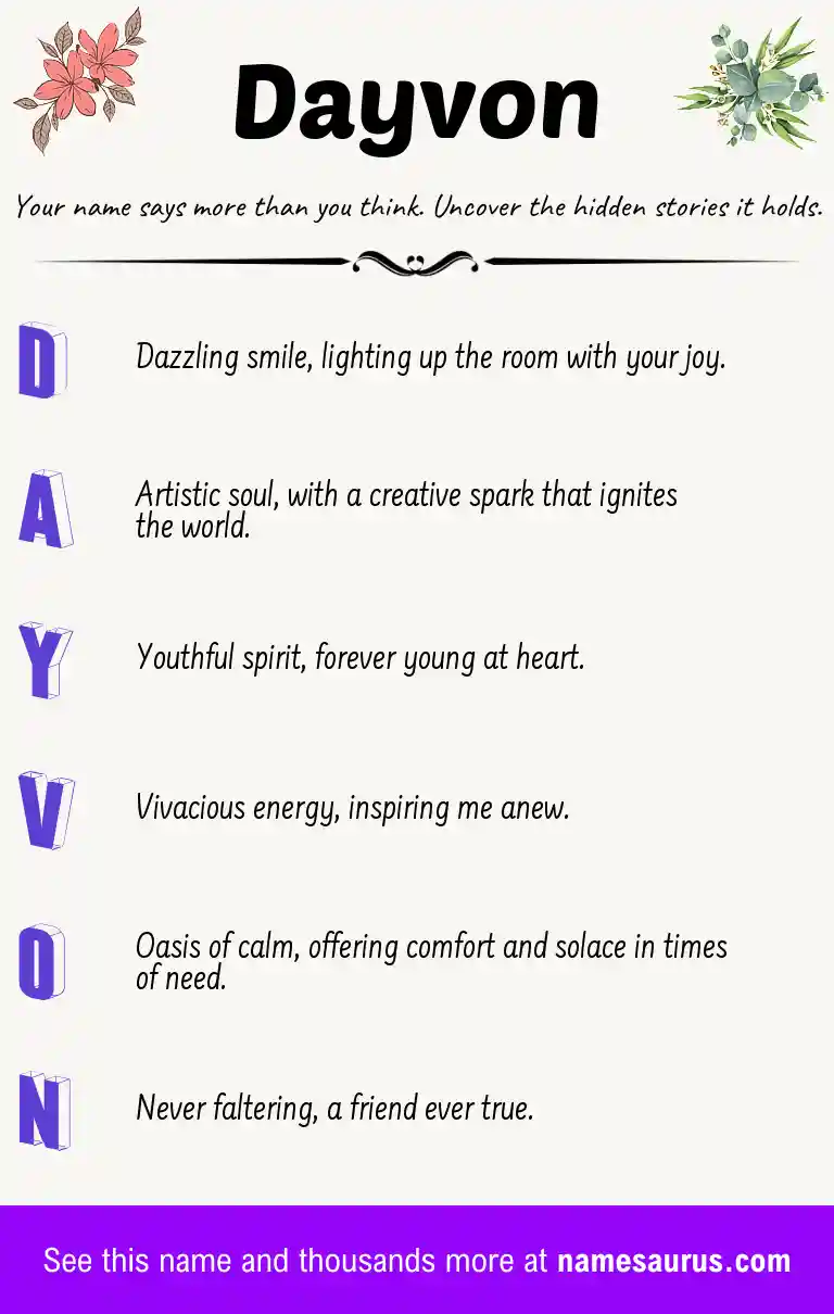 Acrostic poem about Dayvon.
