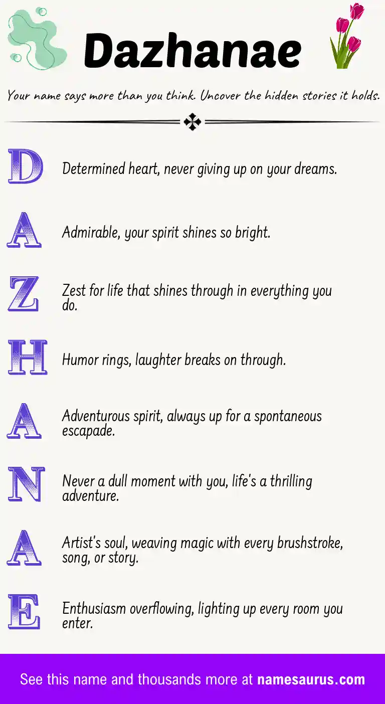 Acrostic poem about Dazhanae.