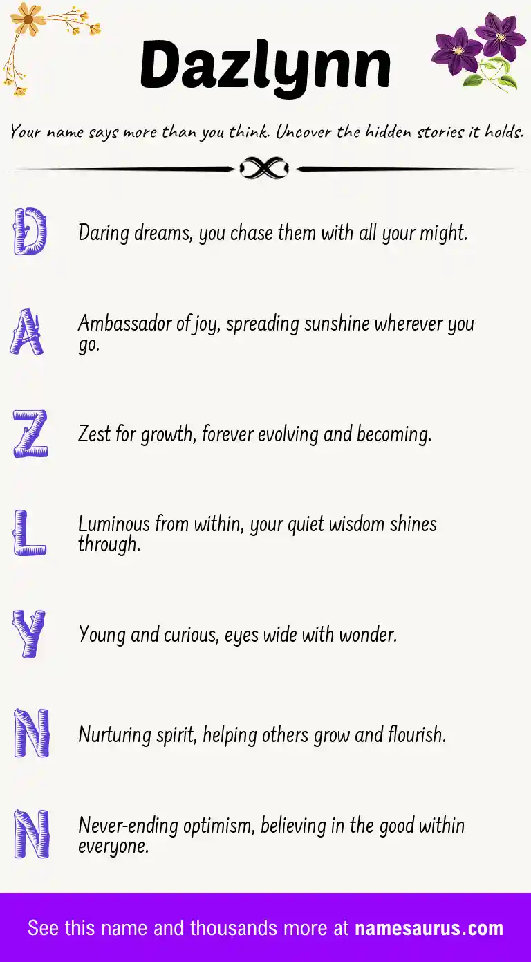 Acrostic poem about Dazlynn.