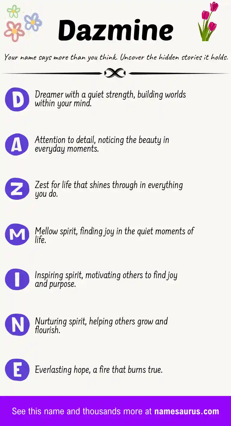 Acrostic poem about Dazmine.