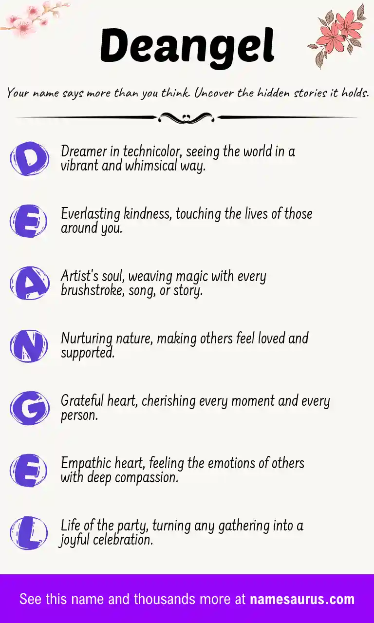 Acrostic poem about Deangel.