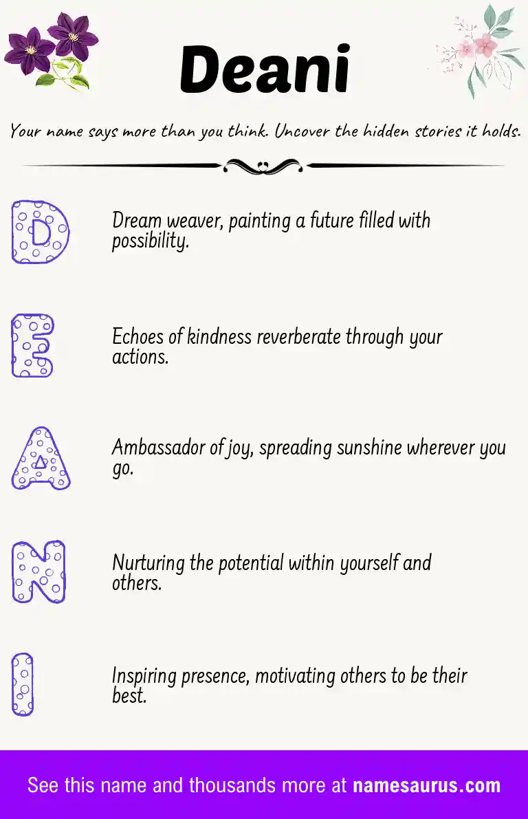 Acrostic poem about Deani.