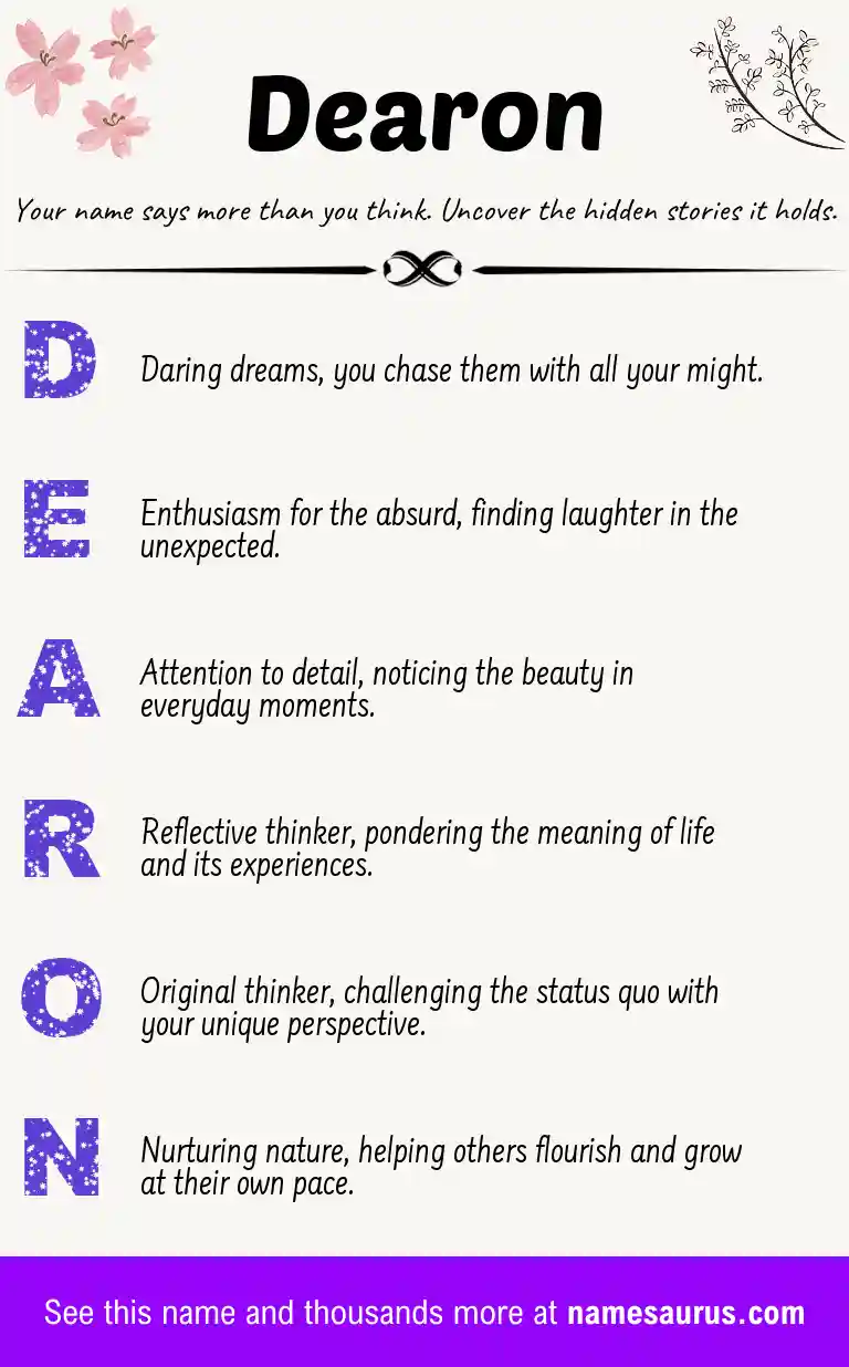 Acrostic poem about Dearon.