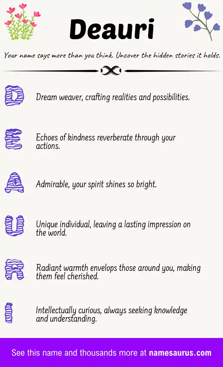 Acrostic poem about Deauri.