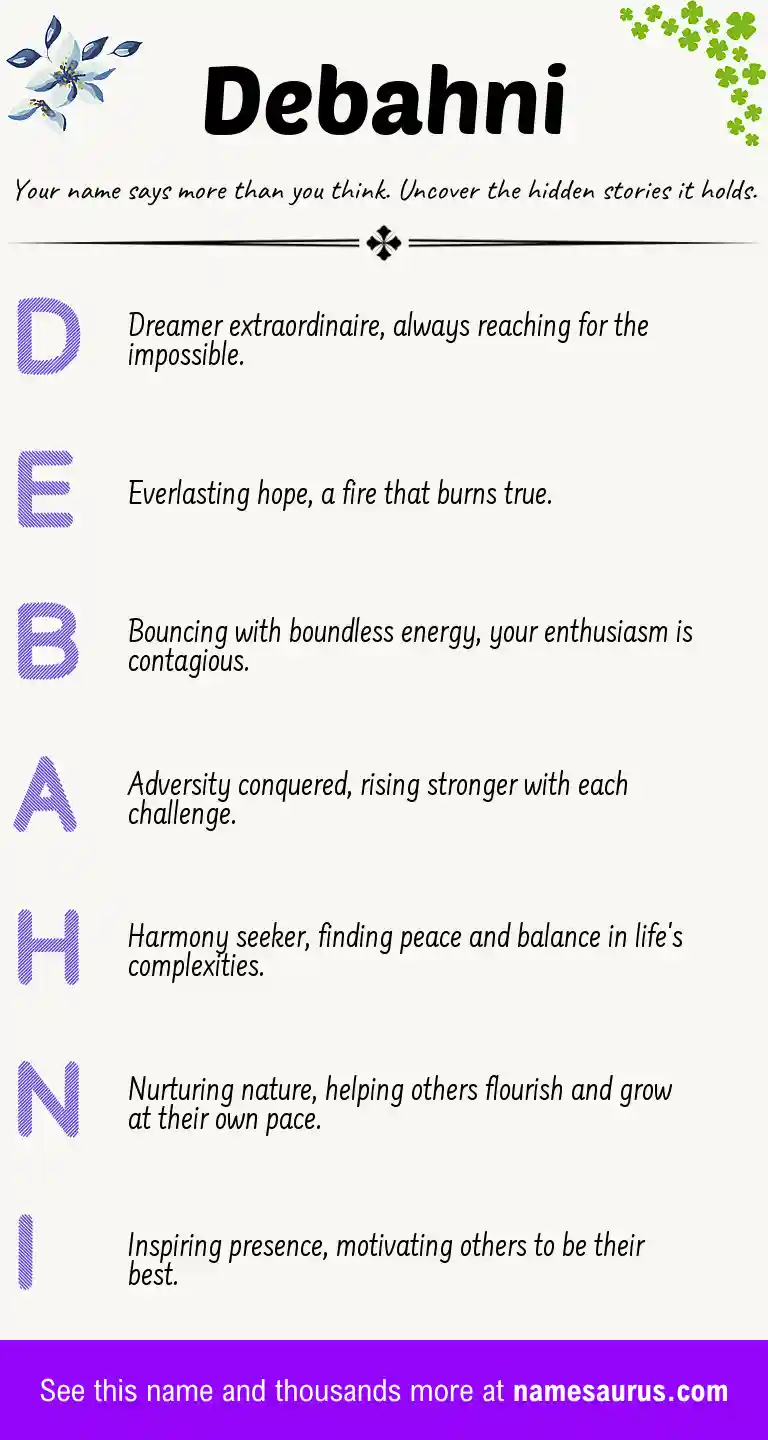 Acrostic poem about Debahni.