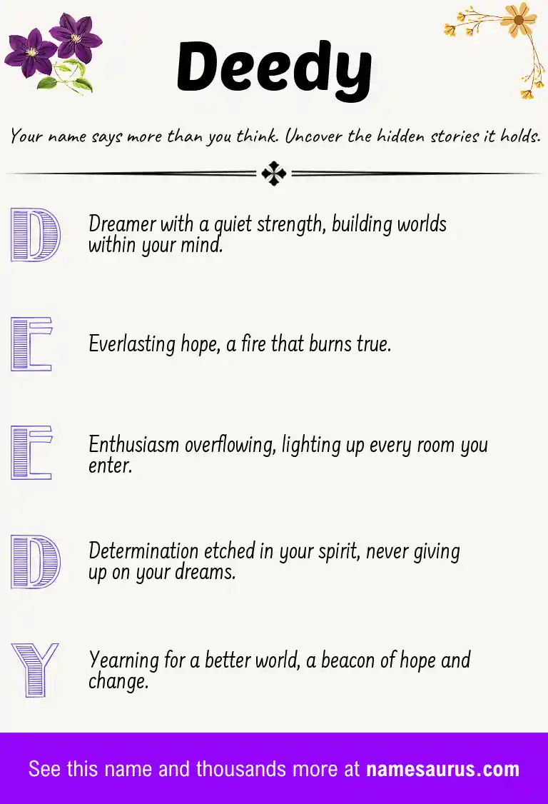 Acrostic poem about Deedy.