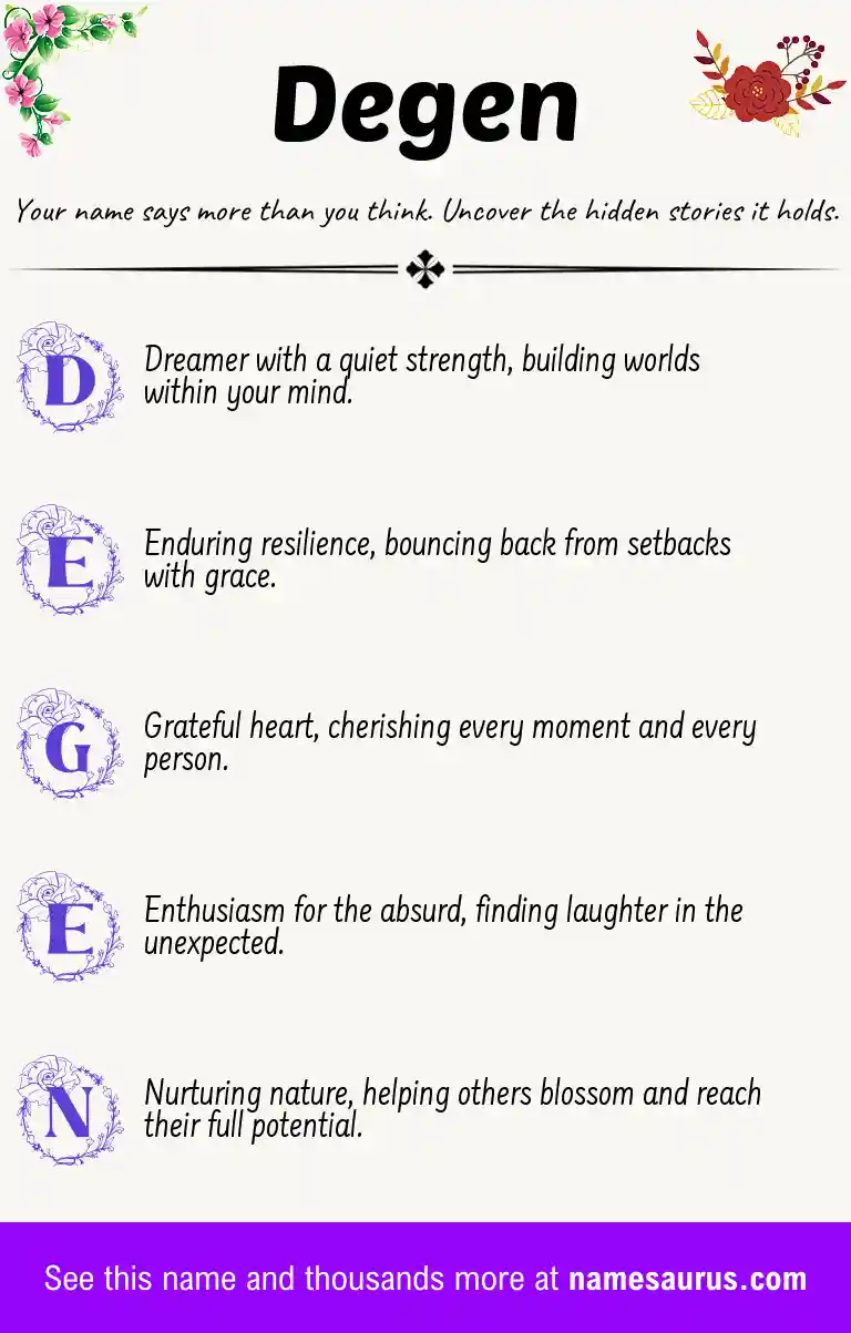 Acrostic poem about Degen.